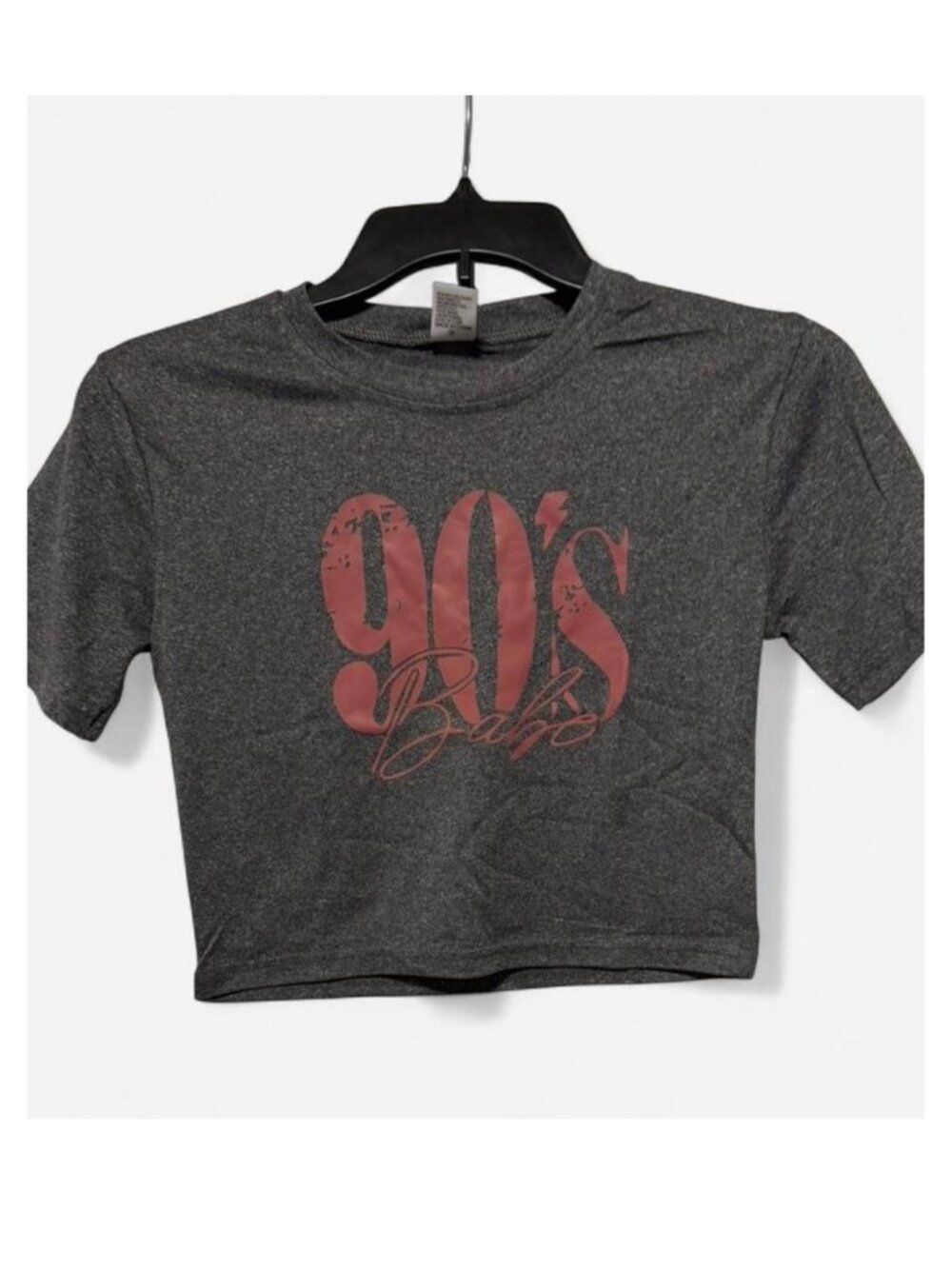 90s Babe Graphic Crop Tee Small Gray Short Sleeve Top